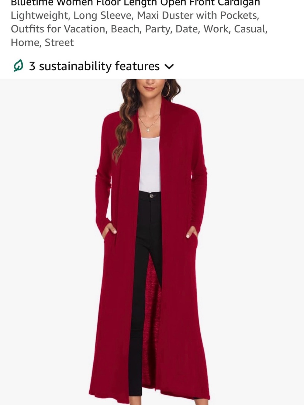 Womens Open-Front Maxi Cardigan Sweater - Red